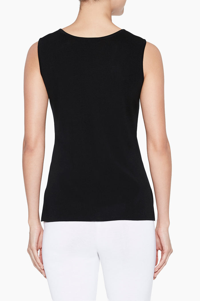 Plus Size Long Scoop Neck Knit Tank, Black Color Black
