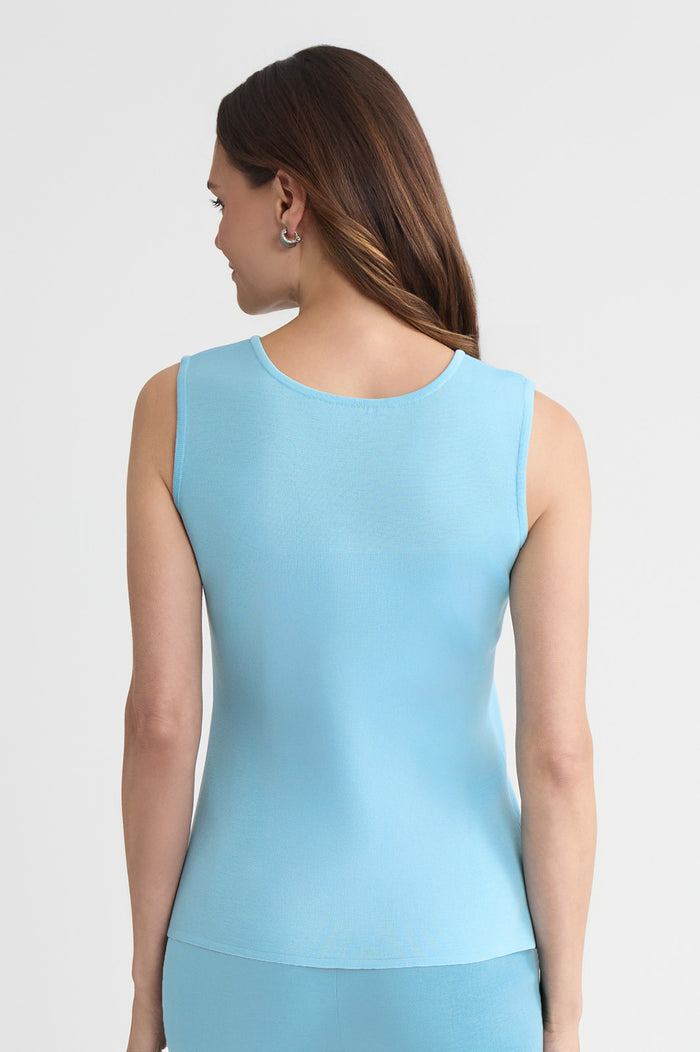 Plus Size Mid-Length Scoop Neck Knit Tank, Serene, Serene | Ming Wang