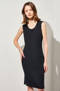 Plus Size Sleeveless Sheath Knit Dress, Black | Ming Wang