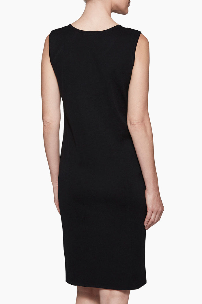 Plus Size Sleeveless Sheath Knit Dress, Black | Ming Wang
