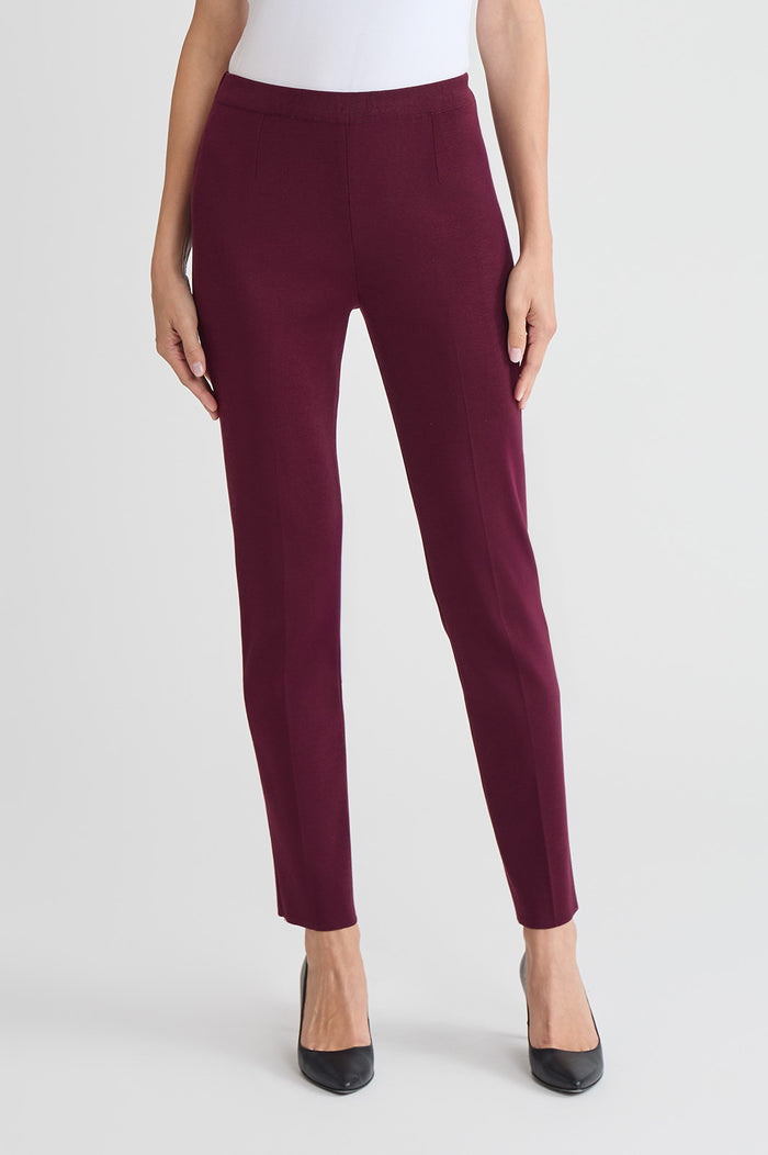 Plus Size Straight-Leg Knit Pants, Violet, Midnight Violet | Ming Wang