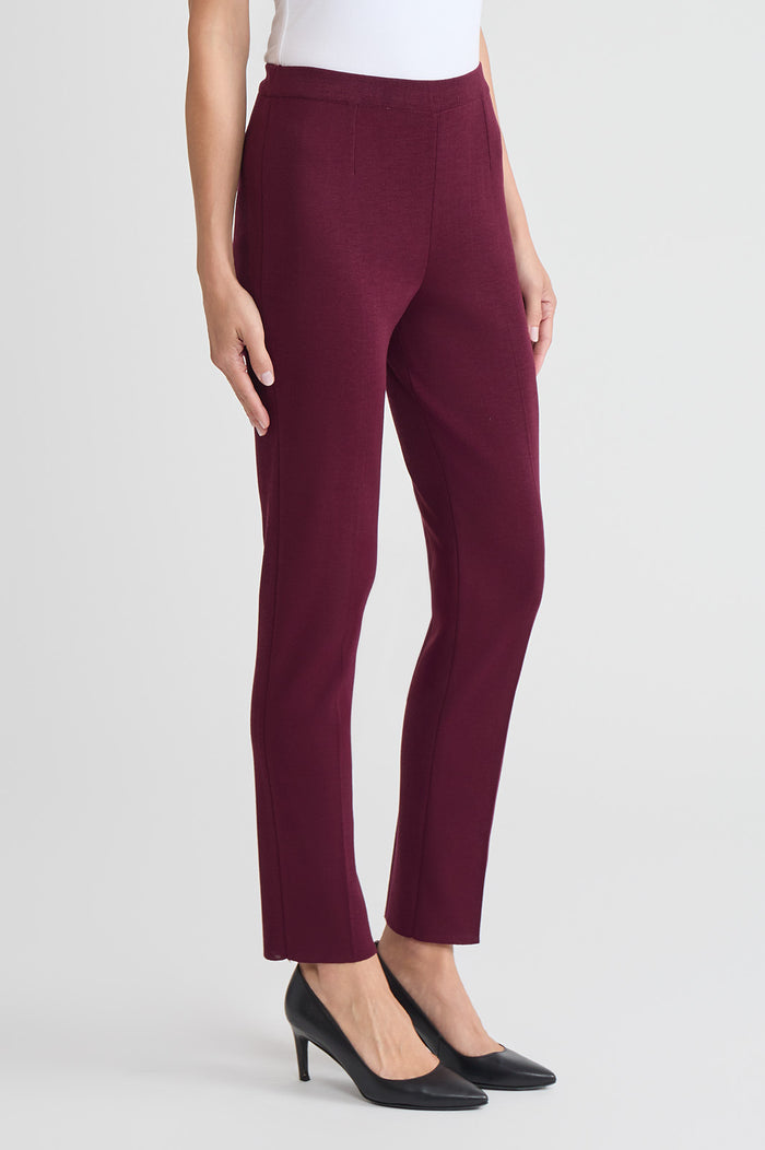 Plus Size Straight-Leg Knit Pants, Violet, Midnight Violet | Ming Wang