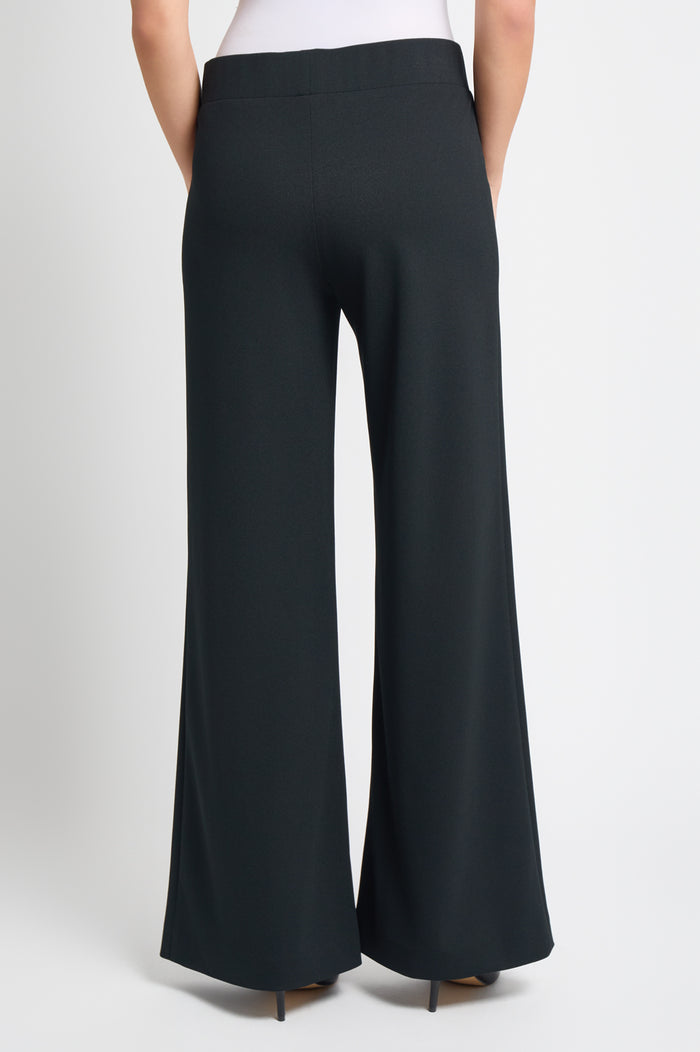 Plus Size Stretch Deco Crepe Wide-Leg Pants, Black | Ming Wang