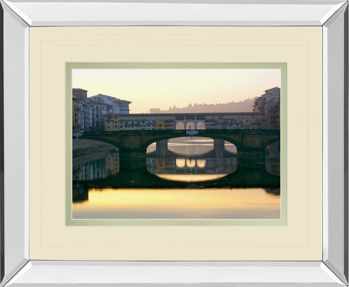 Ponte Vecchio By Bill Philip - Mirror Framed Print Wall Art - Dark Gray