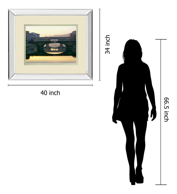 Ponte Vecchio By Bill Philip - Mirror Framed Print Wall Art - Dark Gray