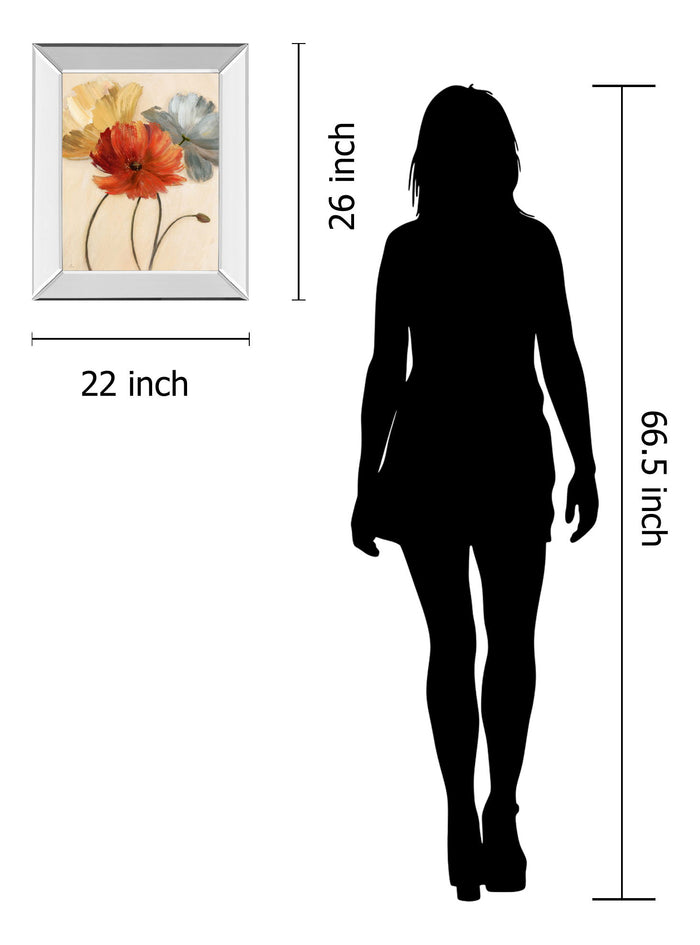 Poppy Palette I By Nan - Mirror Framed Print Wall Art - Beige