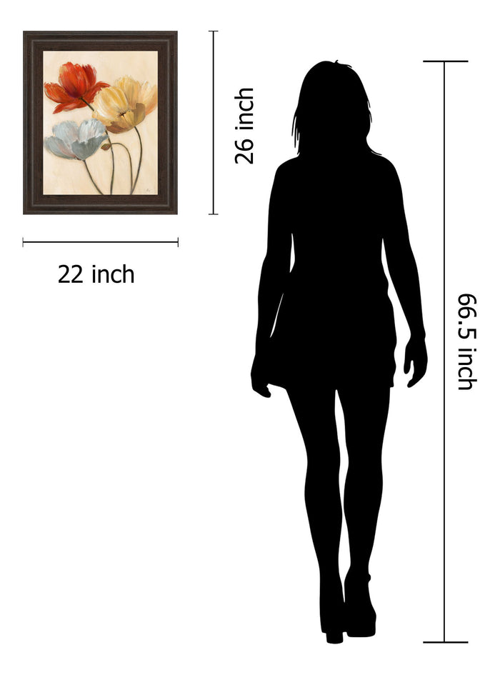 Poppy Palette Il By Nan - Framed Print Wall Art - Beige