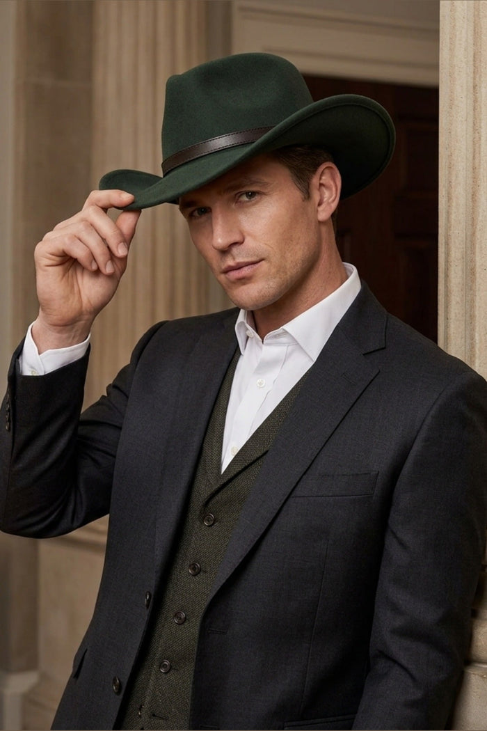 PURE WOOL FELT CRUSHABLE COWBOY HAT