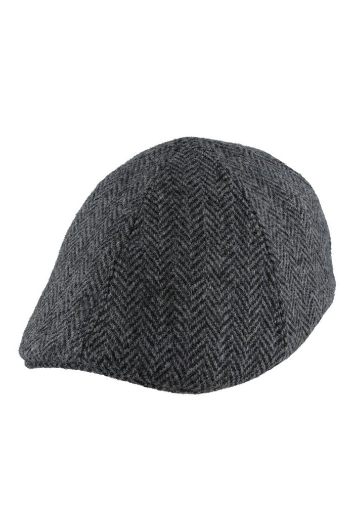 PURE WOOL HERRINGBONE DUCKBILL FLAT CAP