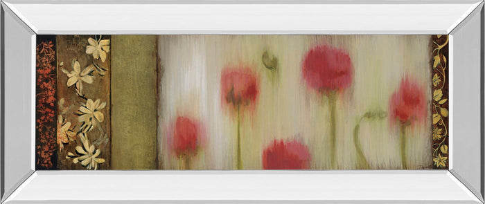 Rain Flower Il By Dysart - Mirror Framed Print Wall Art - Beige