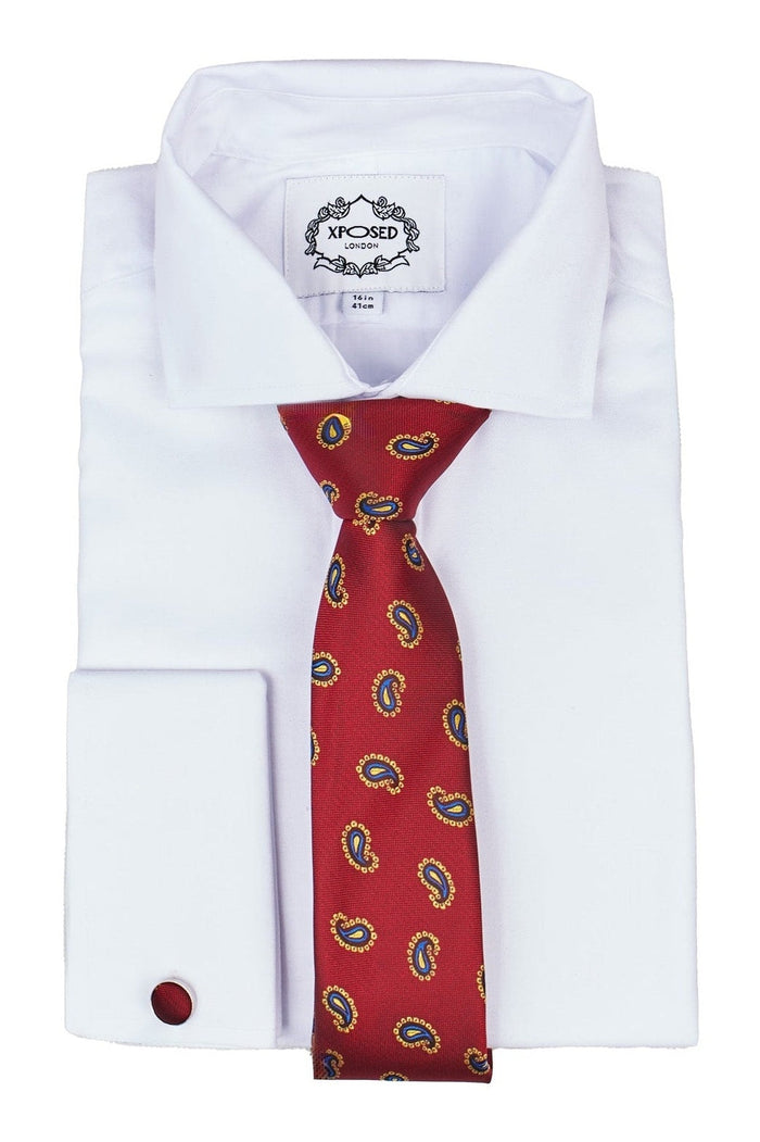 RED PAISLEY PRINT NECKTIE SET