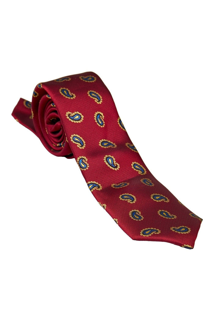 RED PAISLEY PRINT NECKTIE SET