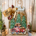 Red Truck Mason Jar Wood Christmas Door Hanger