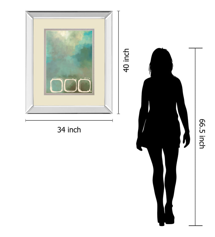Retro In Aqua And Khaki Il By Laurie Maitland - Mirror Framed Print Wall Art - Beige
