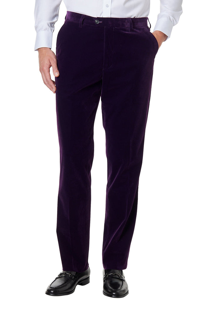 Ricky - Mens Dinner Party Purple Soft Velvet Trousers