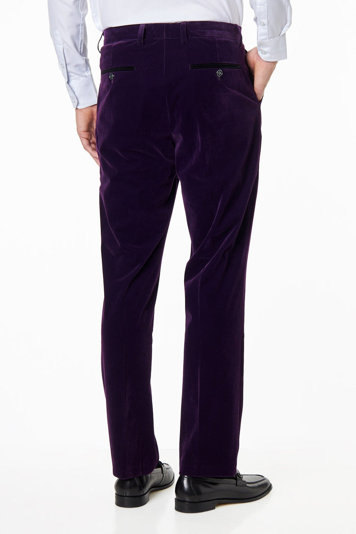 Ricky - Mens Dinner Party Purple Soft Velvet Trousers