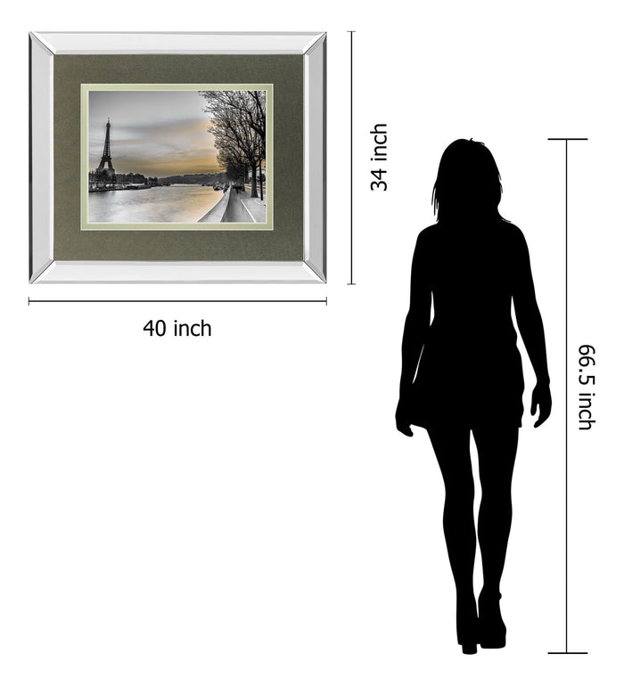 River Seine And The Eiffel Tower By Assaf Frank - Mirror Framed Print Wall Art - Gray