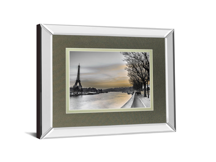 River Seine And The Eiffel Tower By Assaf Frank - Mirror Framed Print Wall Art - Gray
