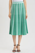 Roadmap Pattern Soft Knit Midi Skirt, Kelly Green/Eucalyptus/Ivory | Ming Wang
