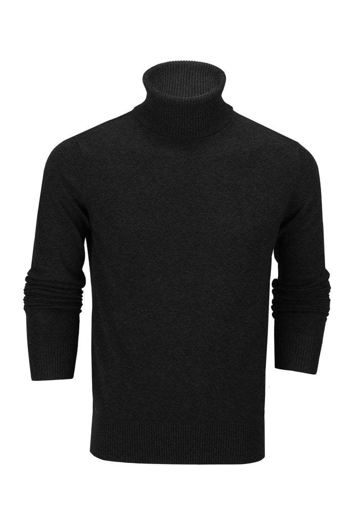 ROLL NECK JUMPER LIGHTWEIGHT STRETCH COTTON, BLACK