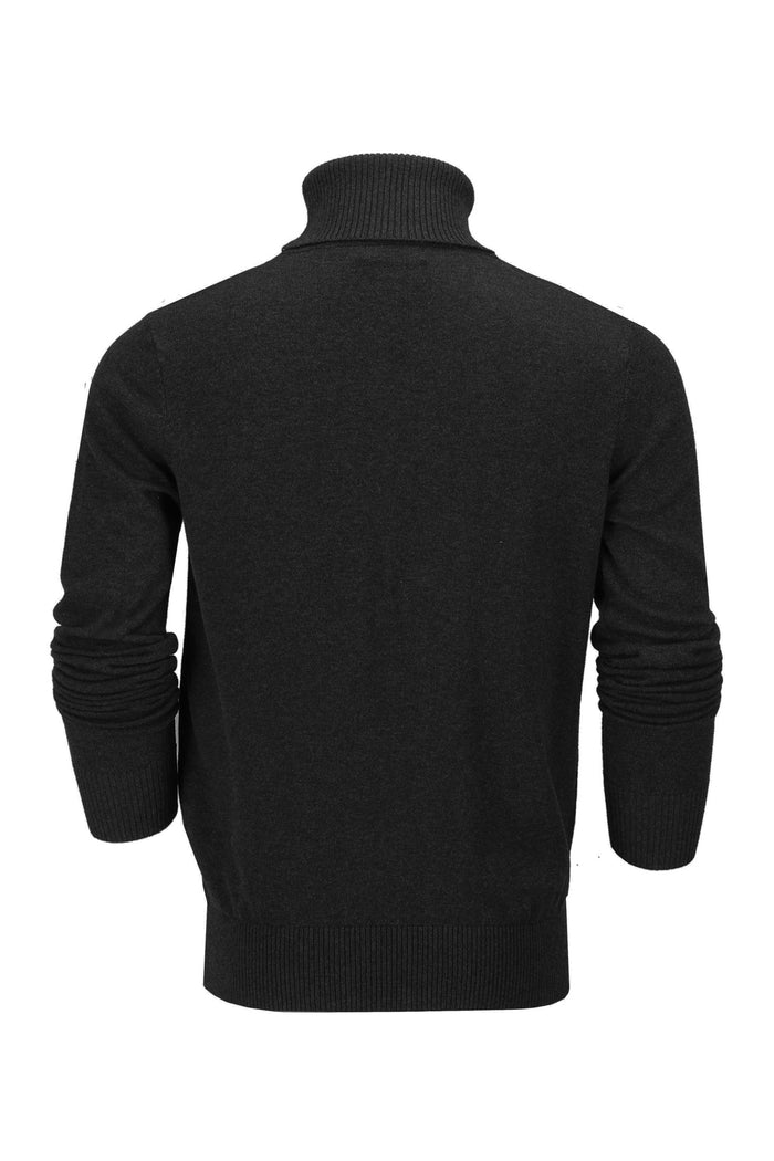 ROLL NECK JUMPER LIGHTWEIGHT STRETCH COTTON, BLACK