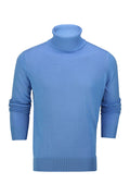 ROLL NECK JUMPER LIGHTWEIGHT STRETCH COTTON, BLUE