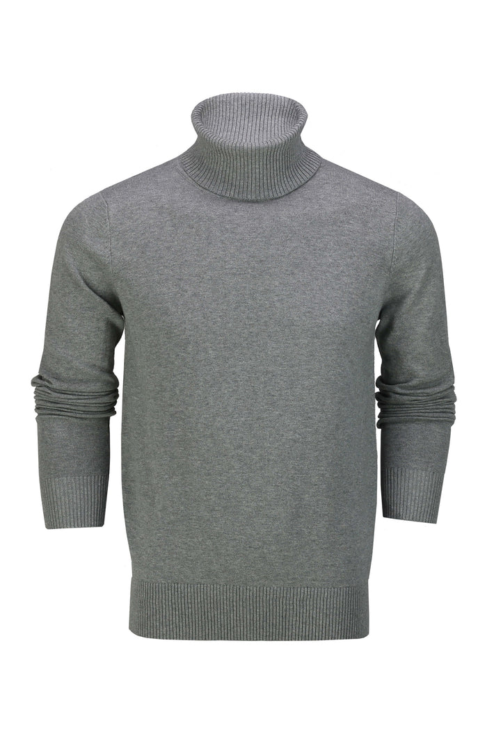 ROLL NECK JUMPER LIGHTWEIGHT STRETCH COTTON, LIGHT-GREY