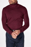 ROLL NECK JUMPER LIGHTWEIGHT STRETCH COTTON, MAROON
