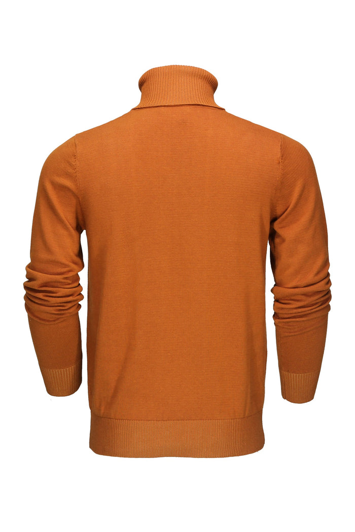 ROLL NECK JUMPER LIGHTWEIGHT STRETCH COTTON, MUSTARD