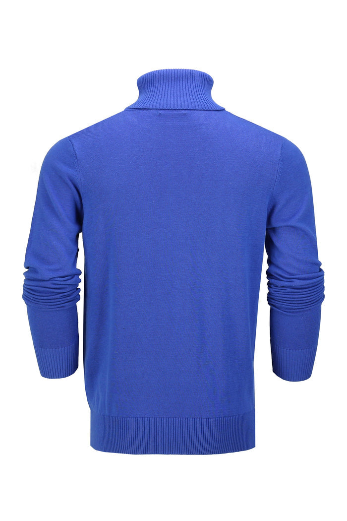 ROLL NECK JUMPER LIGHTWEIGHT STRETCH COTTON, ROYAL BLUE
