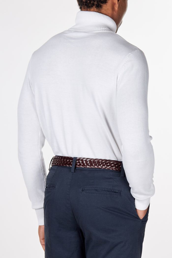 ROLL NECK JUMPER LIGHTWEIGHT STRETCH COTTON, WHITE