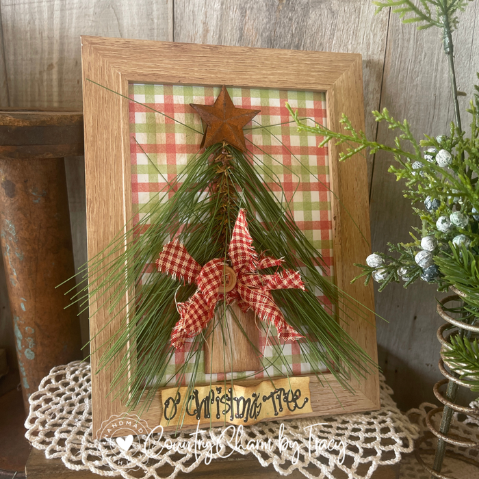 Rustic Country Christmas Decor Frames - Dimensional Handcrafted - Set of 2