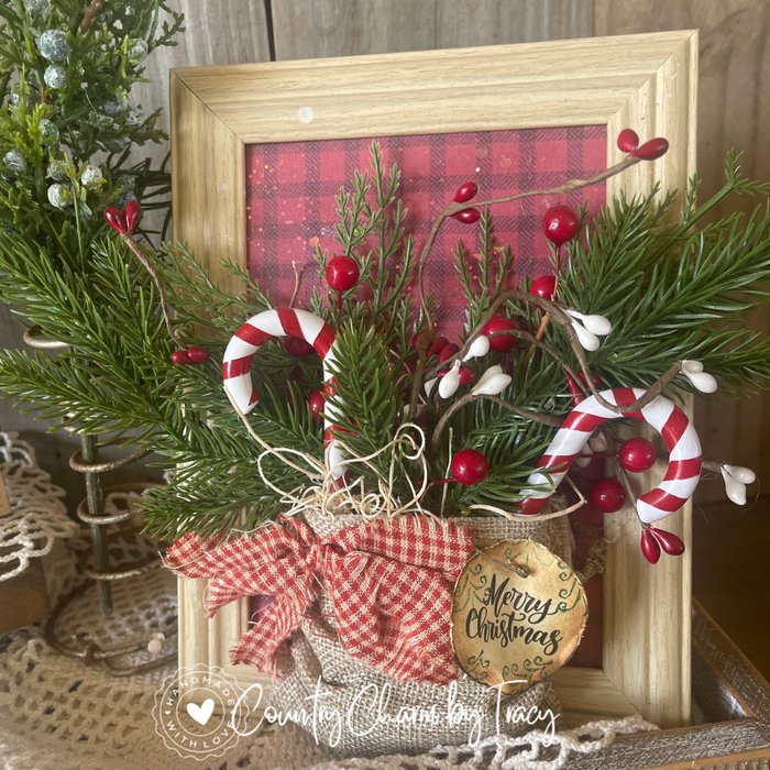 Rustic Country Christmas Decor Frames - Dimensional Handcrafted - Set of 2