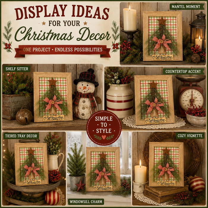 Rustic Country Christmas Decor Frames - Dimensional Handcrafted - Set of 2