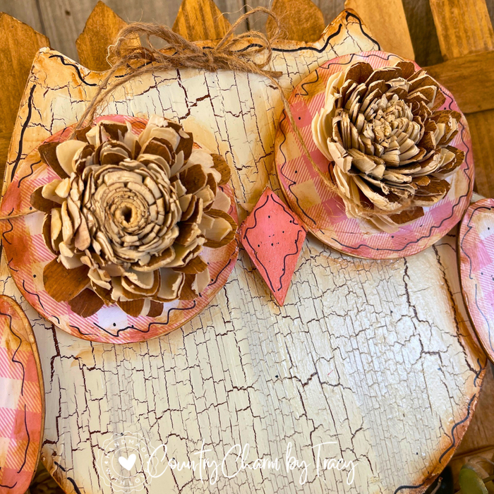 Rustic Wooden Owl Picket Shelf Leaner