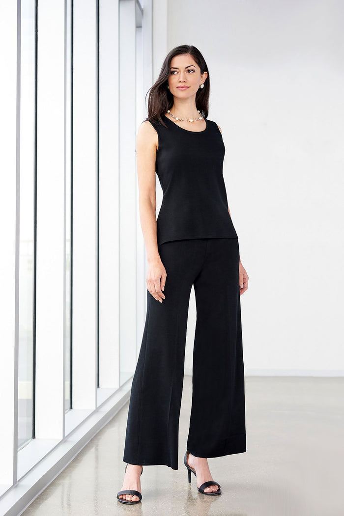 Scoop Neck Knit Tank, Black | Ming Wang