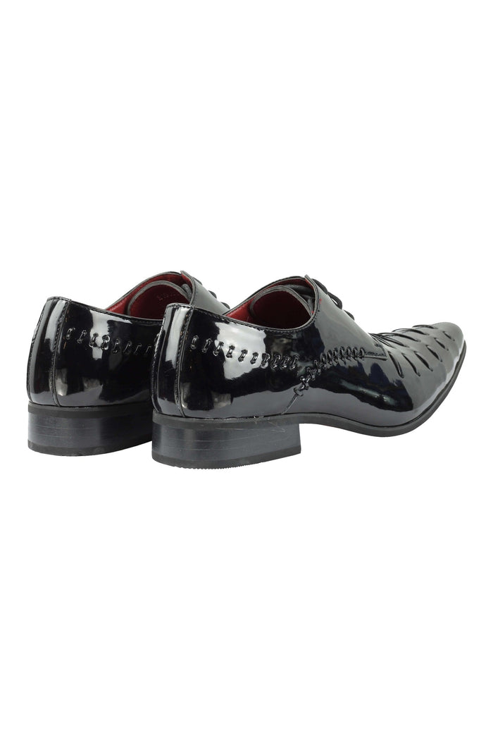 SHINY PATENT FAUX LEATHER LACE UP SHOES
