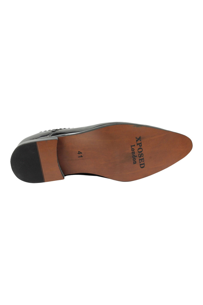 SHINY PATENT FAUX LEATHER LACE UP SHOES