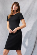 Short Sleeve Knit Dress, Black, Black | Ming Wang