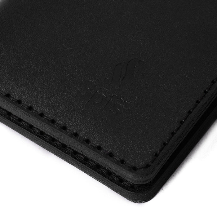 Slim black leather wallet - Spiš.
