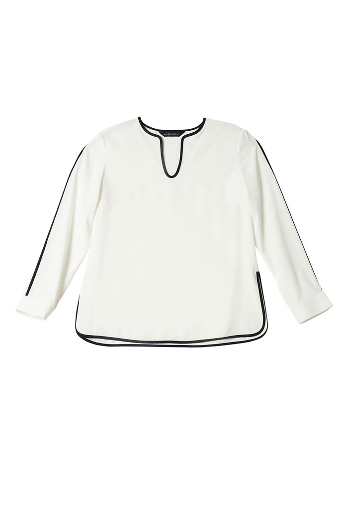 Slit Sleeve Crepe de Chine Blouse | Ming Wang