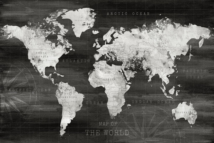 Small - Industrial World Map By Natalie Carpentieri - Dark Gray