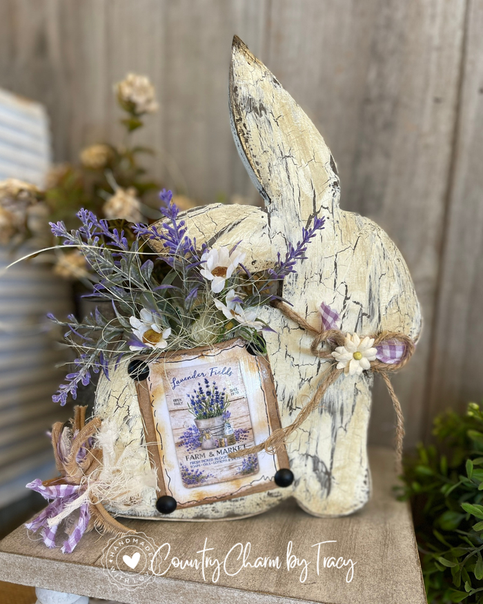 Spring Lavender Bunny Vignette Set of 2 (bunny + bottle)