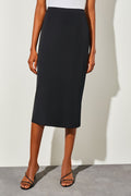 Straight Knit Midi Skirt, Black | Ming Wang