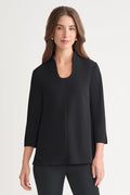 Stretch Deco Crepe Pullover Blouse, Black | Ming Wang