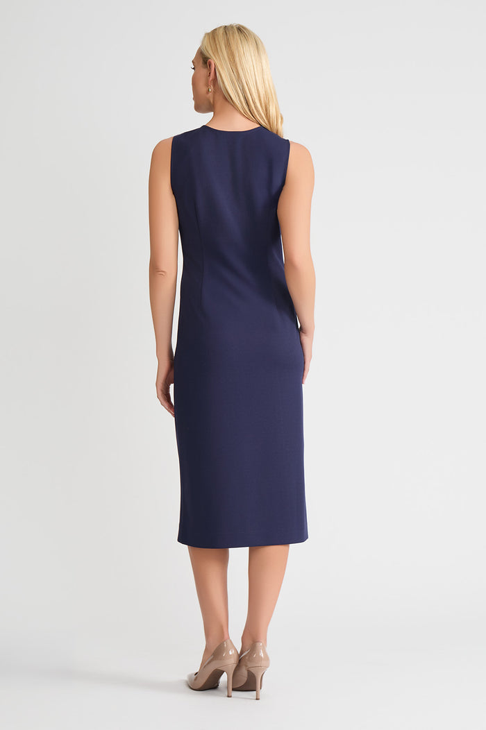 Stretch Deco Crepe Sheath Midi Dress, Indigo, Indigo | Ming Wang