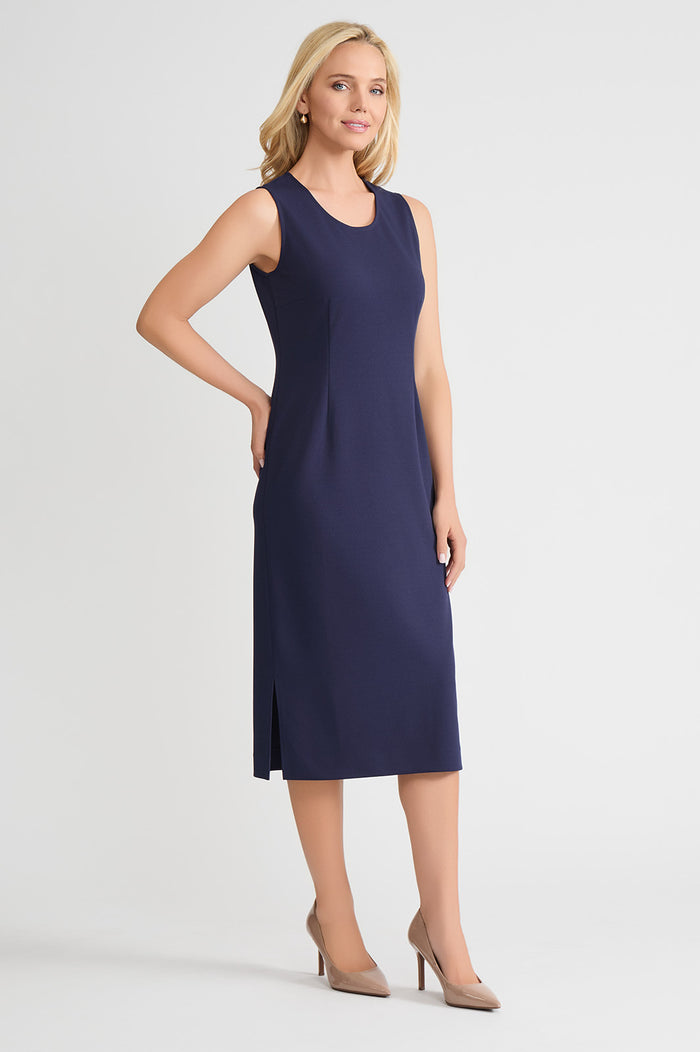 Stretch Deco Crepe Sheath Midi Dress, Indigo, Indigo | Ming Wang
