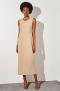 Midi Scoop Neck Deco Crepe Dress | Ming Wang