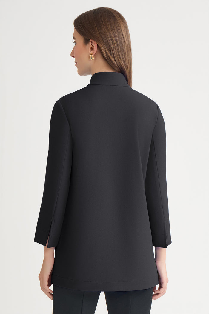 Stretch Deco Crepe Utility Jacket, Black | Ming Wang