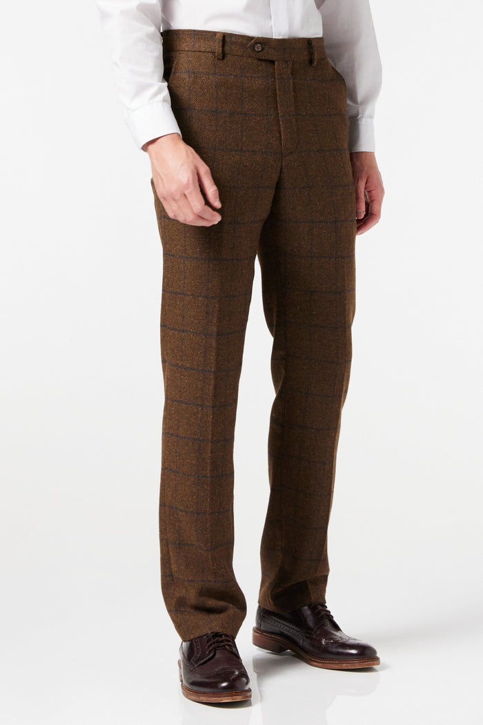 Tan Tweed Check Suit Trouser - X6680-1